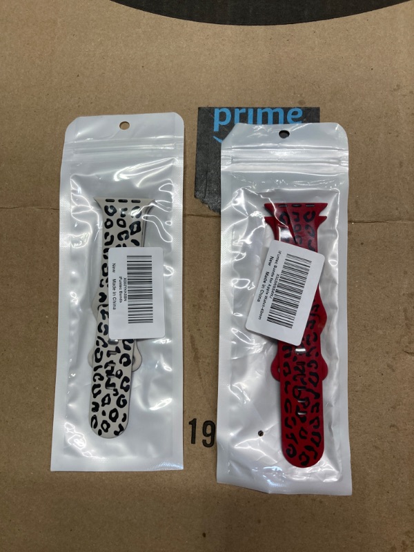 Photo 2 of ***2 Pack. Red and White*** Upgraded Leopard Engraved Band Compatible with Apple Watch Band 38mm 40mm 41mm Women, Two-Tone Dimensional Sport Wristbands Designed for women for iWatch Ultra/Ultra 2 Series 9 8 7 6 5 4 3 2 1 SE Red + Black Leopard 42/44/45/49