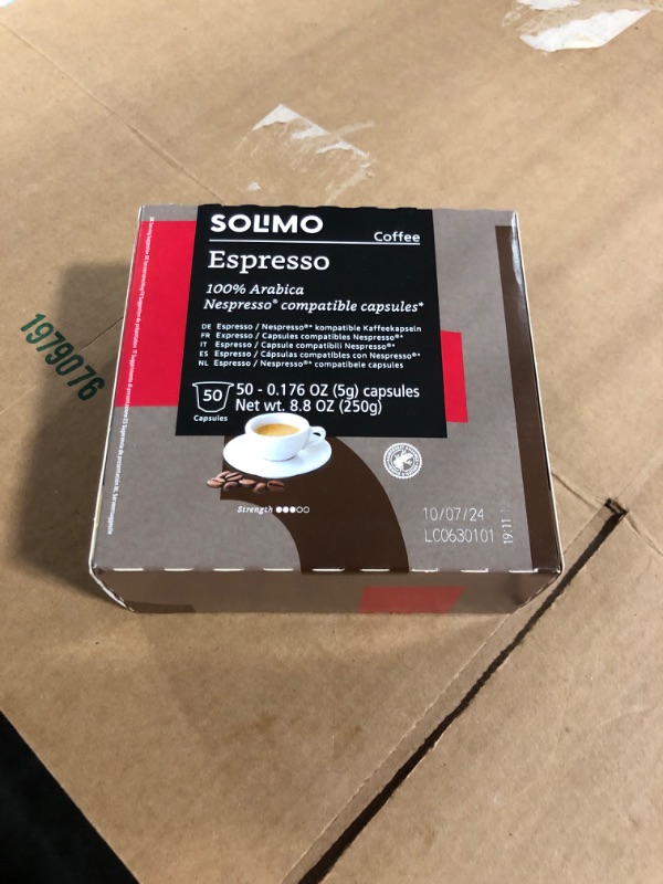 Photo 2 of Amazon Brand - Solimo Espresso Capsules, Medium Roast, Compatible with Original Brewers, Pack of 1x50 Capsule (50 count)