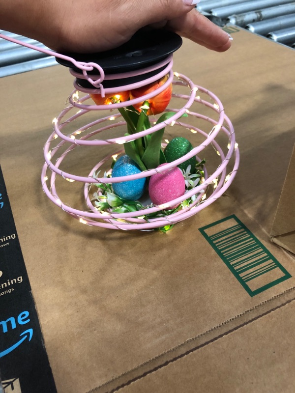 Photo 3 of ****USED** BlcTec Solar Lantern Lights with Built-in 4 Colored Eggs, Waterproof Pineapple-Shaped Decorative Solar Hanging Lights for Summer Garden Patio Yard Lawn Decorations