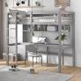 Photo 1 of ******INCOMPLETE SET******/ BOX 2/2
Euroco Wood Twin Size Loft Bed with Desk and Shelves for Kids Room, Solid Bed with Underbed Storage and Study Desk and Shelf, Gray
