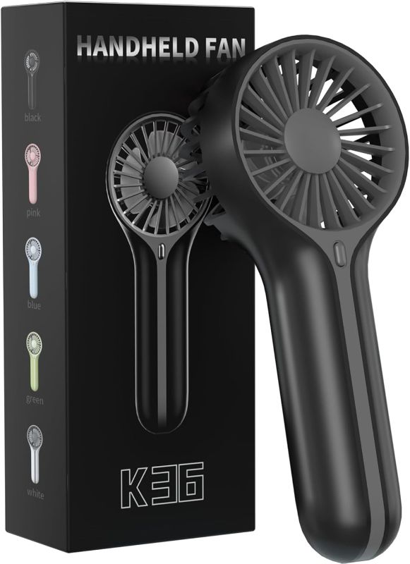 Photo 1 of 2pk, Mini Personal Fan Handheld, Small Portable Handheld Fan, Battery Operated, USB Rechargeable Face Makeup Lashes Desk Fan with Base, for Kids, Girls, Women, Men, Indoor (Black)
