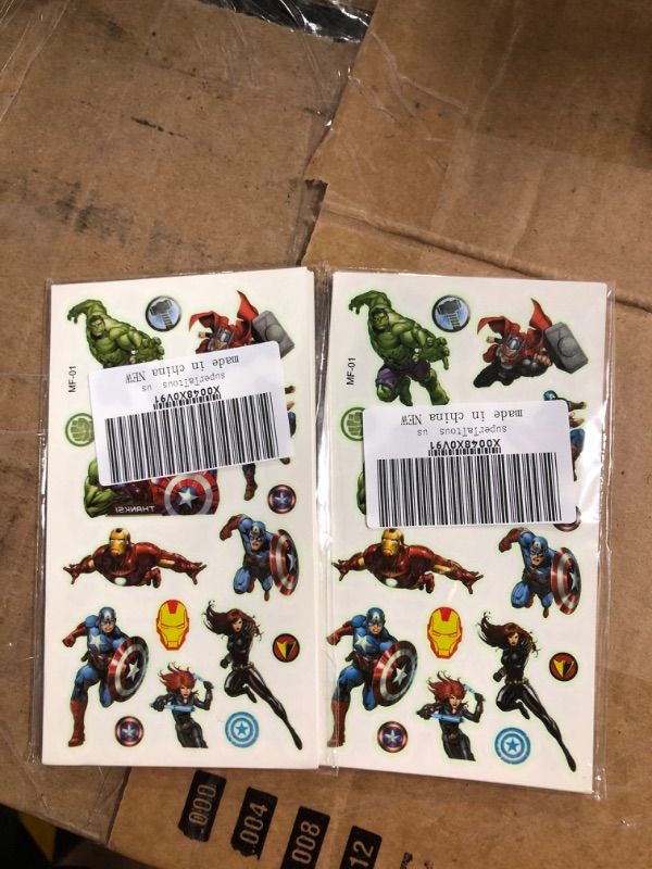 Photo 2 of ****USED*** Super Hero Lumious Temporary Tattoos for kids(12sheets) Anime Cartoon Tattoos for Avengers party favors,School Reward for students (2 pack)