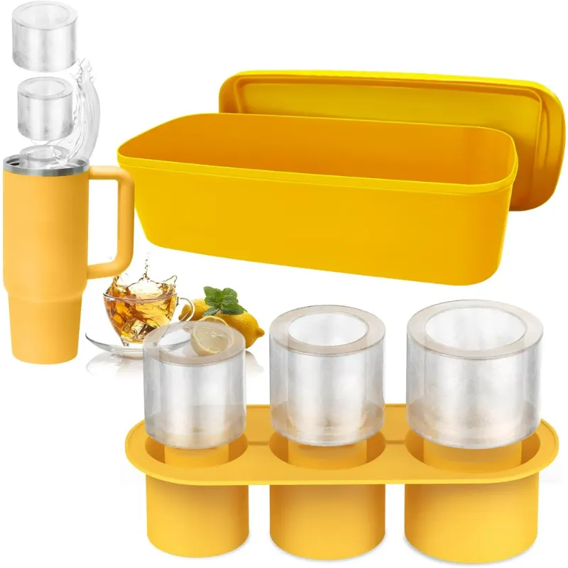 Photo 1 of ****USED*** Silicone Ice Cube Trays for Stanley Quencher Adventure 40oz & IceFlow 20oz 30oz Tumbler, Silicone Cylindrical Ice Cube Molds with Leak Proof Removable Lid & BPA Free for Cocktail,Whiskey - (Brown)