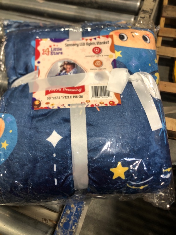 Photo 1 of 4 Little Stars LED Light Blanket - Light Throw Blanket - Light Up Blanket - Glow in The Dark Blanket for Adult and Kids - Luminous Blanket - Soft Kids Blanket - 61'' × 53.5''/155 × 135 cm - Blue