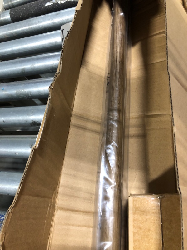 Photo 1 of ***USED*** Wood Curtain Rods for Windows: 1 Inch Diameter Adjustable Drapery Rods 72" to 144", Decorative Window Curtain Rods with Imitation Wood Grain Leaf Pattern Finials,Heavy Duty Single Curtain Rods