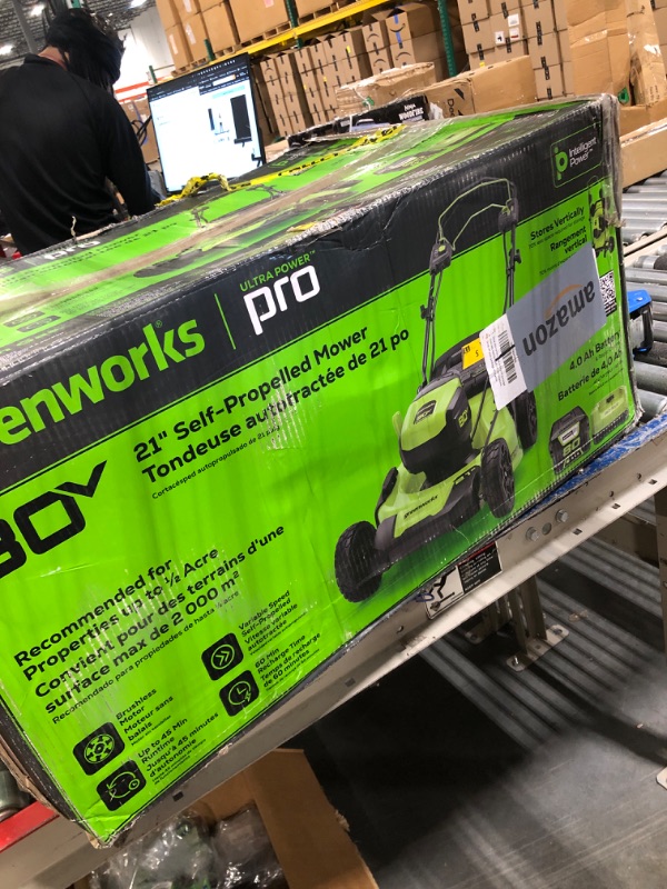 Photo 1 of ***PARTIAL SET****Greenworks 80V 21" Brushless Cordless (Self-Propelled) Lawn Mower (75+ Compatible Tools), 4.0Ah Battery and 60 Minute Rapid Charger Included 21" Self-Propelled Mower (4.0Ah)