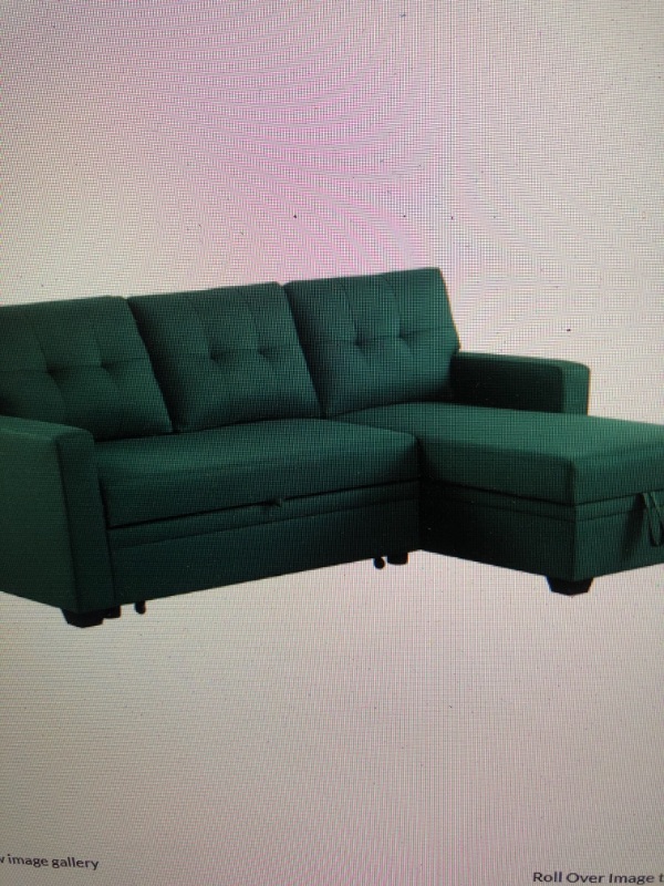 Photo 1 of *****BOX 1 OUT OF 3/MISSING PARTS*****Devion Furniture Polyester Fabric Reversible Sleeper Sectional Sofa-Green