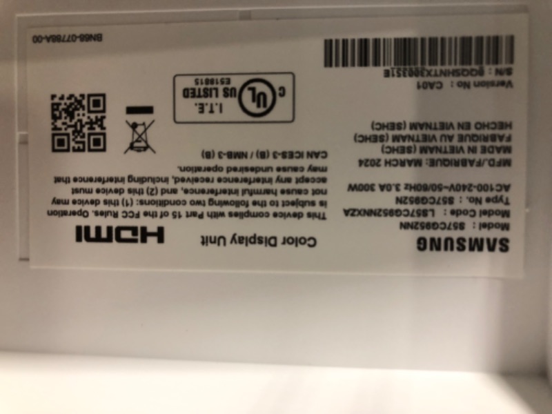 Photo 6 of ****SCRATCHED*****
SAMSUNG 57" Odyssey Neo G9 Series Dual 4K UHD 1000R Curved Gaming Monitor, 240Hz, 1ms with DisplayPort 2.1, Quantum Mini-LED, DisplayHDR 1000, AMD FreeSync Premium Pro, LS57CG952NNXZA, 2023