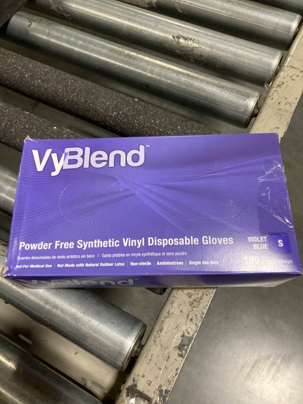 Photo 2 of ***used***Adenna VINYL POWDERFREE DISPOSABLE GLOVES VIOLET BLUE SM 10/100