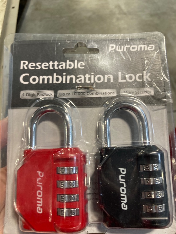 Photo 2 of ****USED** Puroma 2 Pack Combination Lock 4 Digit Locker Lock Outdoor Waterproof Padlock for School Gym Locker, Sports Locker, Fence, Toolbox, Gate, Case, Hasp Storage (Red & Black)