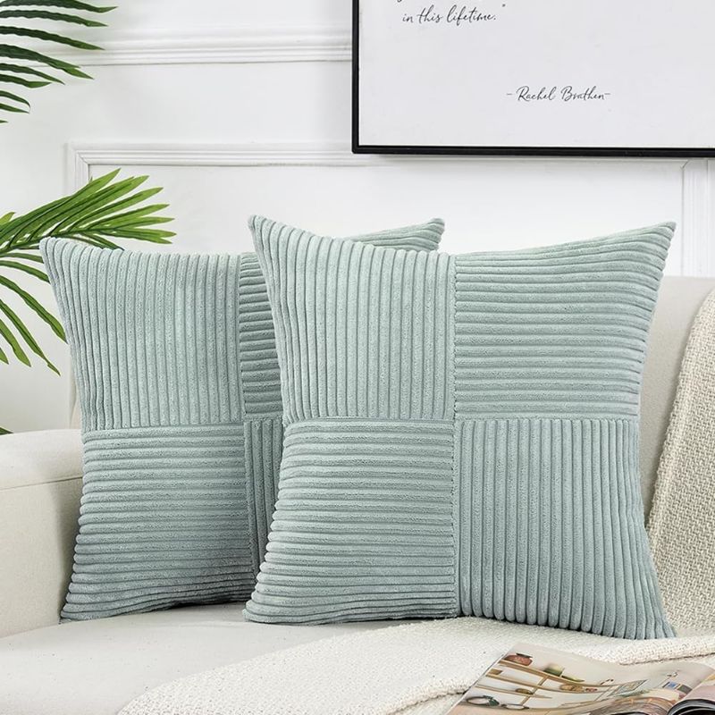 Photo 1 of ***GRAY****Fancy Homi 2 Packs Teal Decorative Throw Pillow Covers 20x20 Inch for Living Room Couch Bed Sofa