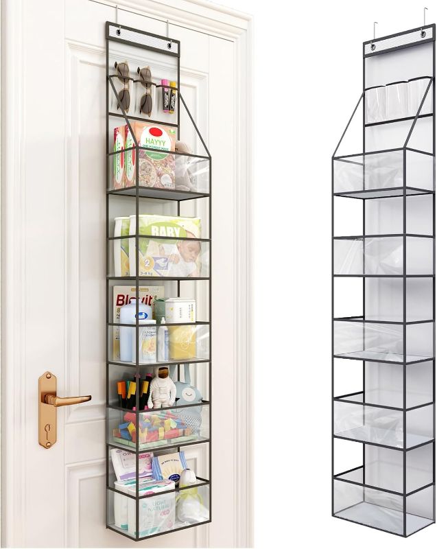 Photo 1 of ***Stock photo shows a similar item, not exact*** Fixwal 6-Shelf Over The Door Hanging Pantry Organizer Hanging Storage with Clear Plastic Pockets Behind The Door Storage Organizer with 3 Small PVC Pockets for Closet Bedroom Bathroom 