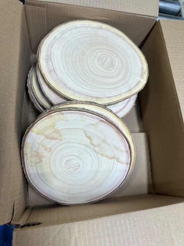 Photo 3 of 10 pcs Large Unfinished Wood Slices for Centerpieces 8-9 inches Wood Rounds for Tables Decor Rustic Wood Circles for DIY Crafts and Wedding Decor Round Wooden Discs Wood Slice Ornaments