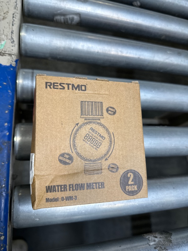 Photo 1 of [2 Pack] RESTMO Water Flow Meter with 360° Rotatable Control Panel, Brass Inlet & Outlet, Measure Gallon/Liter Consumption and Flow Rate for Hose Nozzle Watering, RV Water Tank Filling, Lawn Sprinkler