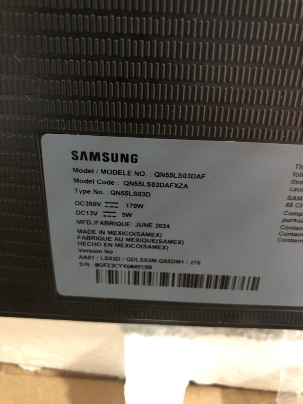 Photo 4 of ****USED**LEGS ARE BROKEN SCREEN HAS SCRATCHES*** PARTS ONLY**SOLD AS IS NO RETURNS***ALL SALES ARE FINAL*** Samsung The Frame QN55LS03D 55" 4K HDR Smart QLED TV