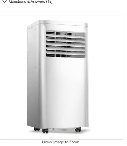 Photo 1 of 10,000 BTU (6,000 BTU DOE) 115-Volt Quiet 55 dB Portable Air Conditioner Dehumidifier and Remote to 300 sq. ft. White
