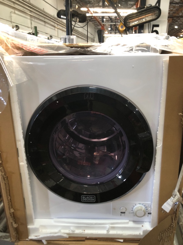 Photo 4 of ***POWERS ON DOES NOT DRY CLOTHES*** BLACK+DECKER BCED37 Compact Dryer for Standard Wall Outlet, Small, 4 Modes, Load Volume 13.2 lbs., White 3.5 Cu. Ft**TRUCK OR TRAILER PICK UP ONLY **