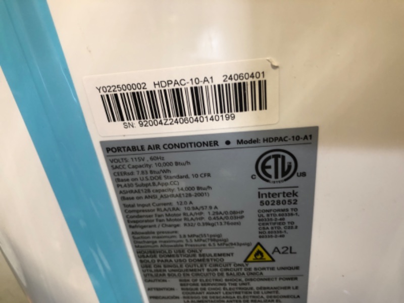 Photo 4 of **NONREFUNDABLE**FOR PARTS OR REPAIR**SEE NOTES**
12,000 BTU Portable Air Conditioner Cools Up to 500 Sq.Ft, 3-IN-1 Energy Efficient Portable AC Unit with Remote Control & Installation Kits for Large Room, Campervan, Office, Temporary Space