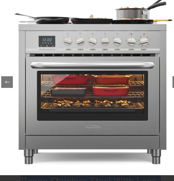 Photo 1 of ****NO FEET , DAMAGED SHOWN **** 36 in. Professional Electric range Stainless Steel with Legs, 4.3 cu.ft. KM-FR36EE-SS