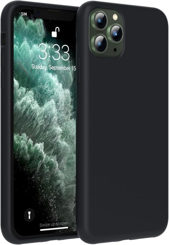 Photo 1 of  Compatible with iPhone 11 Pro Max Case 6.5 Inch, Full Body Protection Liquid Silicone Gel Rubber Cover with Microfiber Lining, Protective Phone Cases, for iPhone 11 Pro Max 6.5'', Frosted Black 