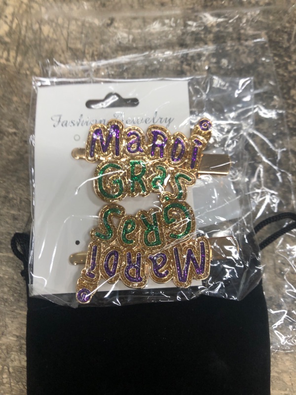 Photo 1 of 1 PAIR MARDIGRAS HAIR CLIPS