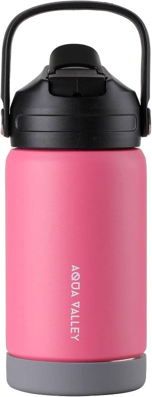 Photo 1 of AQUA VALLEY Insulated Water Bottle with Straw Lid - Stainless Steel Metal Canteen - Keeps Liquids Cold for 24 - Sports Gym Hiking, Biking & Camping PINK