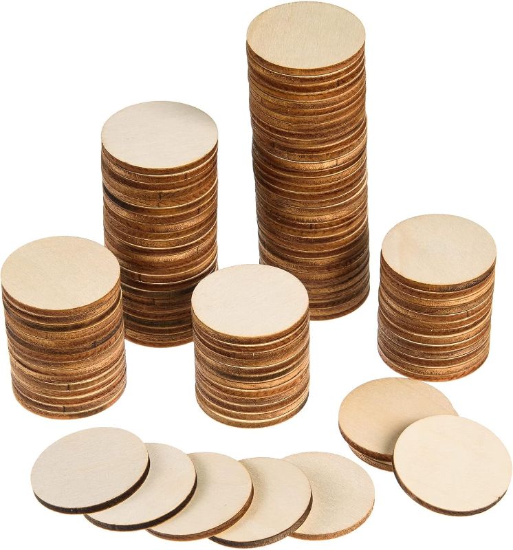 Photo 1 of 1.5 Inch Wood Circles, 300 Piece Unfinished Wooden Discs for Crafts, Blank Round Wood Discs with Holes, Perfect for DIY Crafts and Decorations by GNIEMCKIN