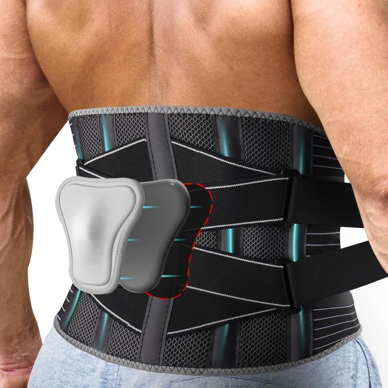 Photo 1 of Back Brace for Lower Back Pain Relief with 3D Lumbar Pad, Lumbar Support Belt for Men & Women with Biomimetic Widened Back Support Bar, for Herniated Disc, Sciatica, L(Waist:39.5"-43.5")
