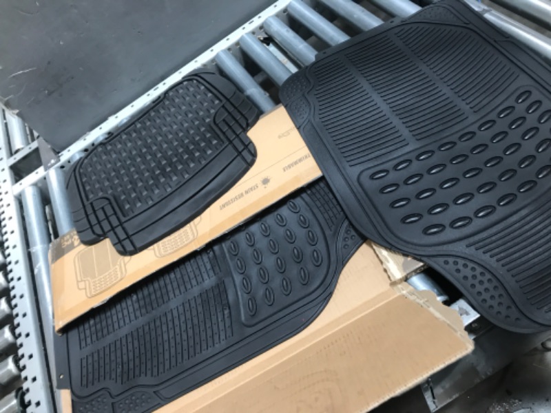 Photo 2 of **MISSING 1 OF THE SMALL MATS**  BDK All Weather Rubber Floor Mats for Car SUV & Truck - 4 Pieces Set (Front & Rear), Trimmable, Heavy Duty Protection (Black)