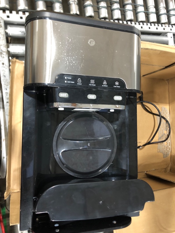 Photo 2 of * UNIT LOCKED NEEDS REPAIRS* FZF Ice Maker Machine Countertop, 3 in 1 Portable Ice Maker with Hot/Cold Water Dispenser, 12 Cubes in 7 Mins Stainless Steel Nugget Ice Maker, 44Lbs in 24H Ice Cube Maker for Home Bar/Camping/RV