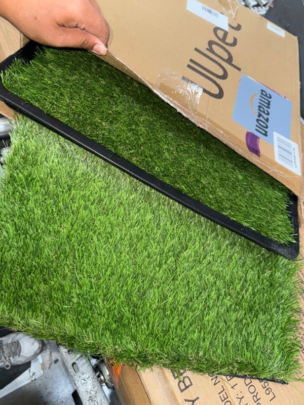 Photo 2 of *MISSING A GRASS PAD** Dog Grass Pad with Tray: Reusable Training Pad with 2-Pack Replaceable Artificial Grass - Quick Absorbent Indoor Portable Dog Patio Potty, Washable Pee Pad For Small Medium To Large Dog, 22"x18" Black