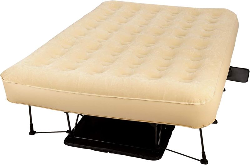 Photo 1 of *UNKNOWN OF ANY HOLES//STOCK PHOTO JUST FOR REFERENCE** EZ Simpli Comfy Bed Queen Self-Inflating Air Mattress with Built-in Frame, Pump and Wheeled Case, Blow Up Inflatable Air Bed Perfect for Home, Guests, Travel, Vacation, Camping
