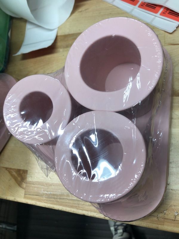 Photo 2 of ALOOF Ice Cube Tray with Lid Compatible with Tumbler Cup, 3 Pcs Silicone Ice Cube Hollow Cylinder Tray for Coffee, Juice, Whiskey, Cocktail, 40 Oz Tumbler Cups Accessories ?Pink?