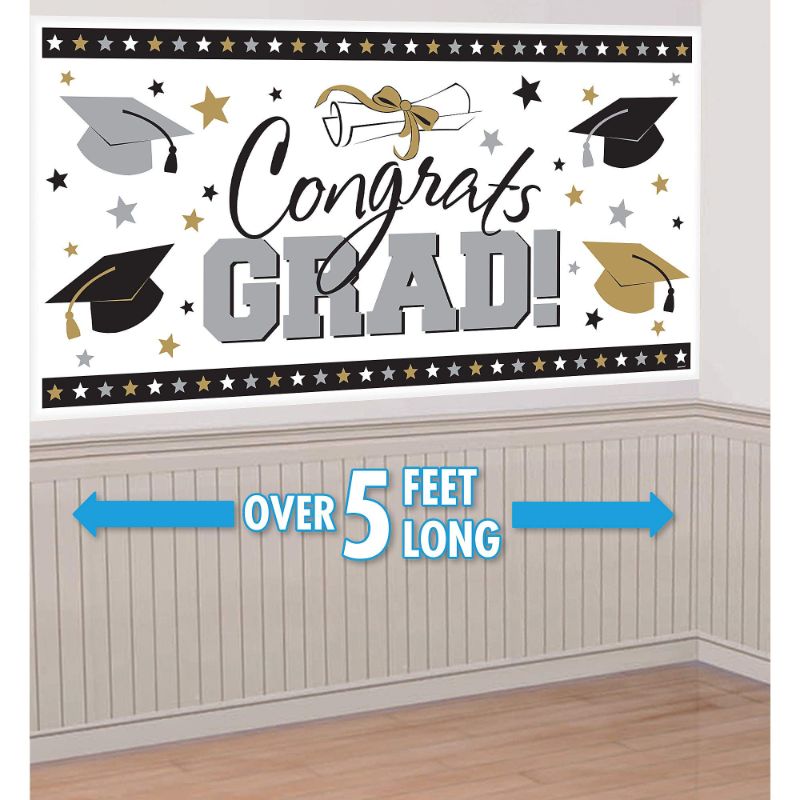 Photo 1 of 3 pack - Graduation Party Banner | 65" x 33 1/2" | Multicolor | 1 Pc
