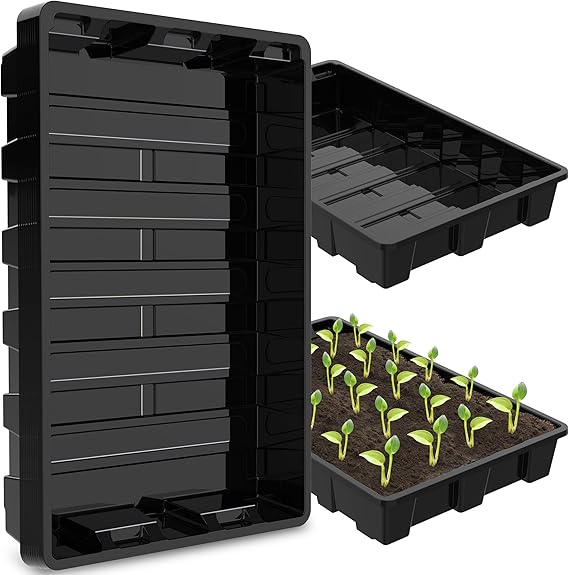 Photo 1 of 10 Pack Plastic Growing Trays, 10.6"x10.6" Garden Plant Growing Flats, Propagation Seedling Tray Without Drain Holes, Microgreens Seed Starter Tray for Greenhouse Wheatgrass Germination