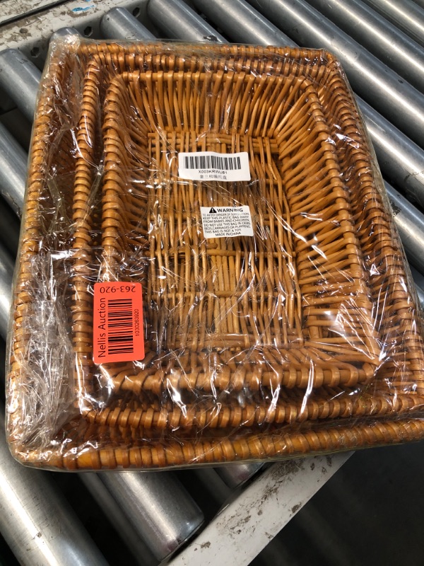 Photo 1 of 3 Pack Wicker Baskets for Storage Organizing,Rectangular Natural Storage Basket,Fruit Vegetables Sundries Storage Basket for Home, Restaurant, Bakery