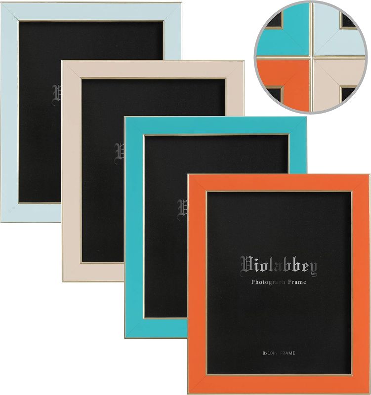 Photo 1 of 
 8x10 Picture Frames Set of 4, Colorful Photo Frame of Modern Style, High Definition Tempered Real Glass, Wall mounted or Tabletop