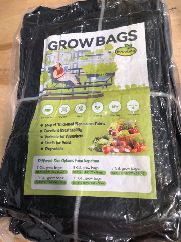 Photo 2 of 5Packs Mixed Size Grow Bags, Fabric Plant Grow Bags Fabric Planters Garden Bgas Fabric Pots Potato Grow Bags, Grow Bags 5Gal*2/7Gal/10Gal*2 5Gal+5Gal+7Gal+10Gal+10Gal Black