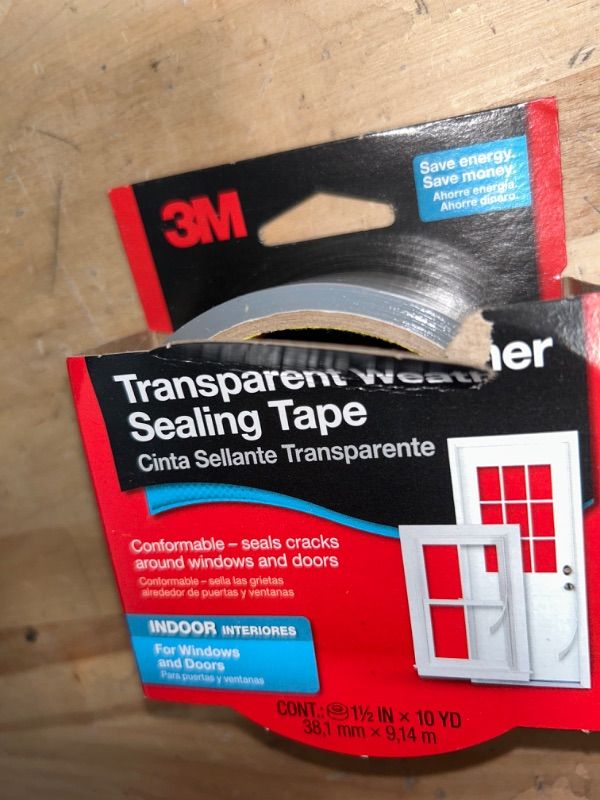 Photo 2 of 3M Interior Transparent Weather Sealing Tape for Windows and Doors, Moisture Resistant Tape, 1.5 in. x 10 yd. Roll