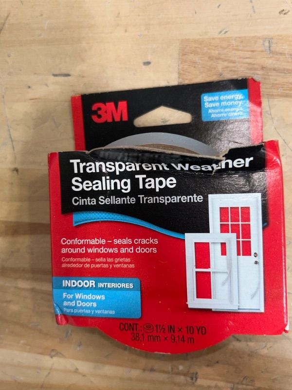 Photo 2 of 3M Interior Transparent Weather Sealing Tape for Windows and Doors, Moisture Resistant Tape, 1.5 in. x 10 yd. Roll