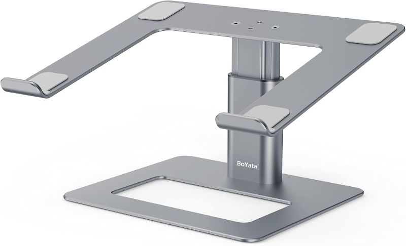 Photo 1 of  BoYata Laptop Stand, Ergonomic Aluminum Height Adjustable Computer Stand Laptop Riser Holder for Desk, Compatible with MacBook Pro/Air, Dell, Lenovo, HP, Samsung, More Laptops 11-17"