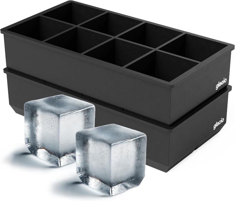 Photo 1 of  Ice Cube Trays Silicone - Large Ice Tray Molds for making 8 Giant Ice Cubes for Whiskey - 2 Pack