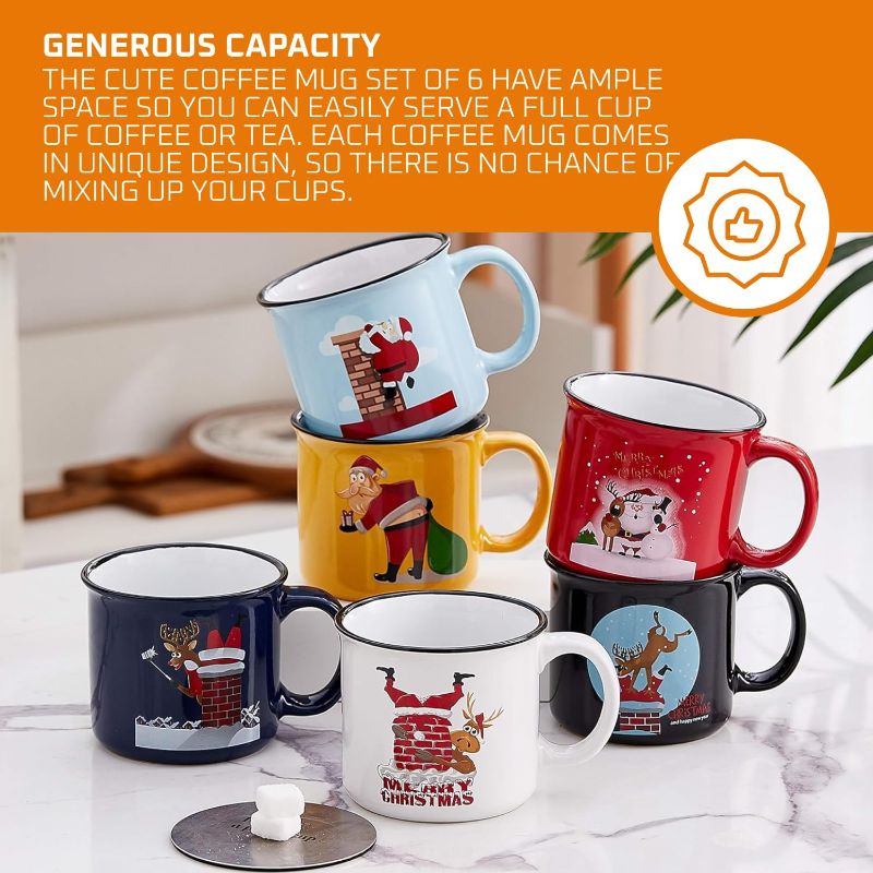 Photo 3 of (READ FULL POST) Bruntmor 14 Oz Christmas Coffee Mug Set of 6, 14 Ounce Medium Ceramic Mugcup Set In Funny Santa Design, Best Coffee Mug For Your Christmas Gift