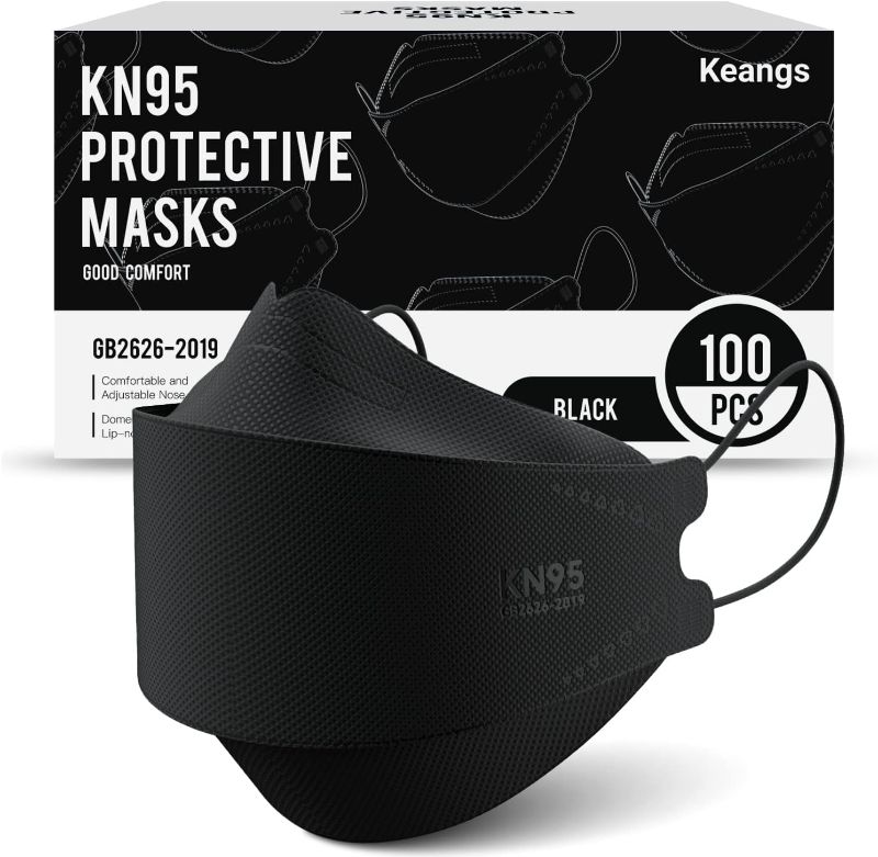 Photo 1 of 
Keangs KN95 Face Masks 100 Pack, Breathable Protective Disposable Mask For for Adults And Teens, Black