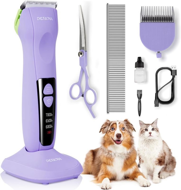 Photo 1 of 
Dog Clippers for Grooming, Pet Grooming Supplies Kit, Professional Grooming Clippers for Thick Coats with 2&9mm Blade, Combs and Curved Scissor, Low