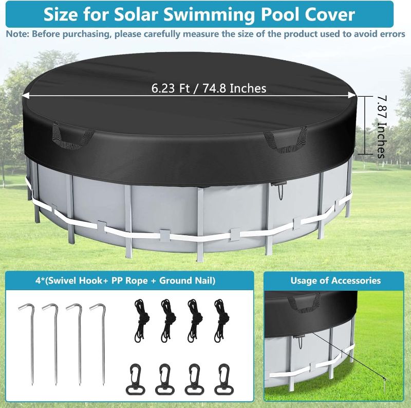 Photo 1 of **Read notes** HUMLANJ 15 Ft Round Pool Cover, Solar Pool Covers for above Ground Pools with Drawstrings Round Swimming Pool Cover Hot Tub Cover Round Inflatable Pool Cover for Waterproof Dustproof UV Resistant