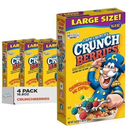 Photo 1 of ** best by 7/2/2024 ** Cap N Crunch Cereal Crunch Berries 16.8 Oz Boxes 4 Pack
