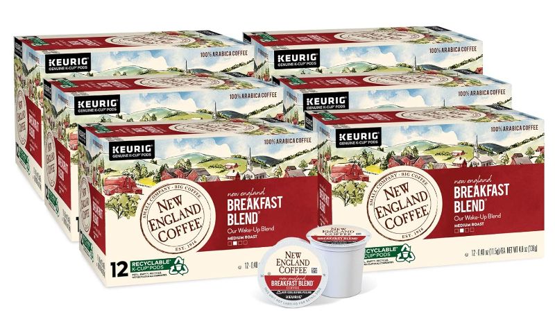 Photo 1 of ** best by 07/07/2024 ** New England Coffee Breakfast Blend Medium Roast Single Serve Pods, 12ct Box (Pack of 6)
