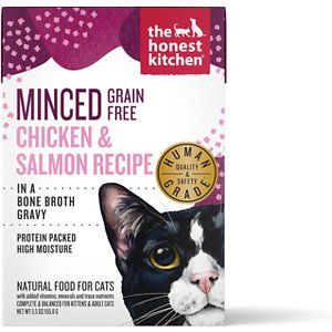 Photo 1 of ** best by AUG 1 2024 ** The Honest Kitchen Grain-Free Minced Chicken & Salmon in Bone Broth Gravy Wet Cat Food, 5.5-oz, case of 12