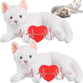 Photo 1 of 2 Pcs Heartbeat Cat Calming Toy Stuffed Plush Warm Pillow Toys Heart Shaped Heartbeat Replacement Soother Heartbeat Simulator, Red Heartbeat for Cat Kitten Dog Anxiety Relief Sleep